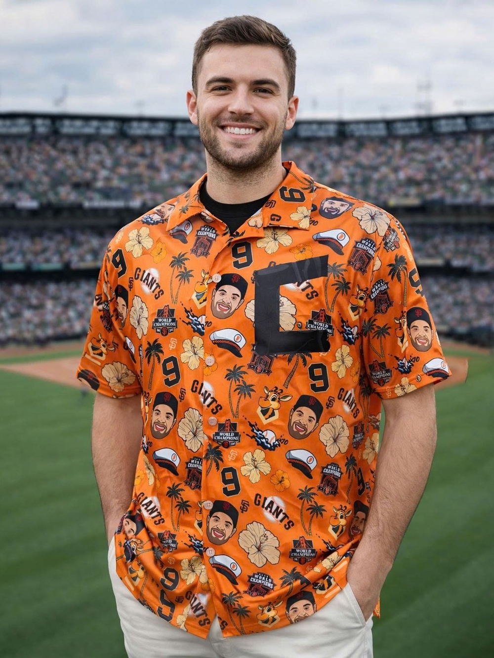 SF Giants Brandon Belt Aloha Shirt M 2026 SGA Deadstock Beach Day Dad Shirt